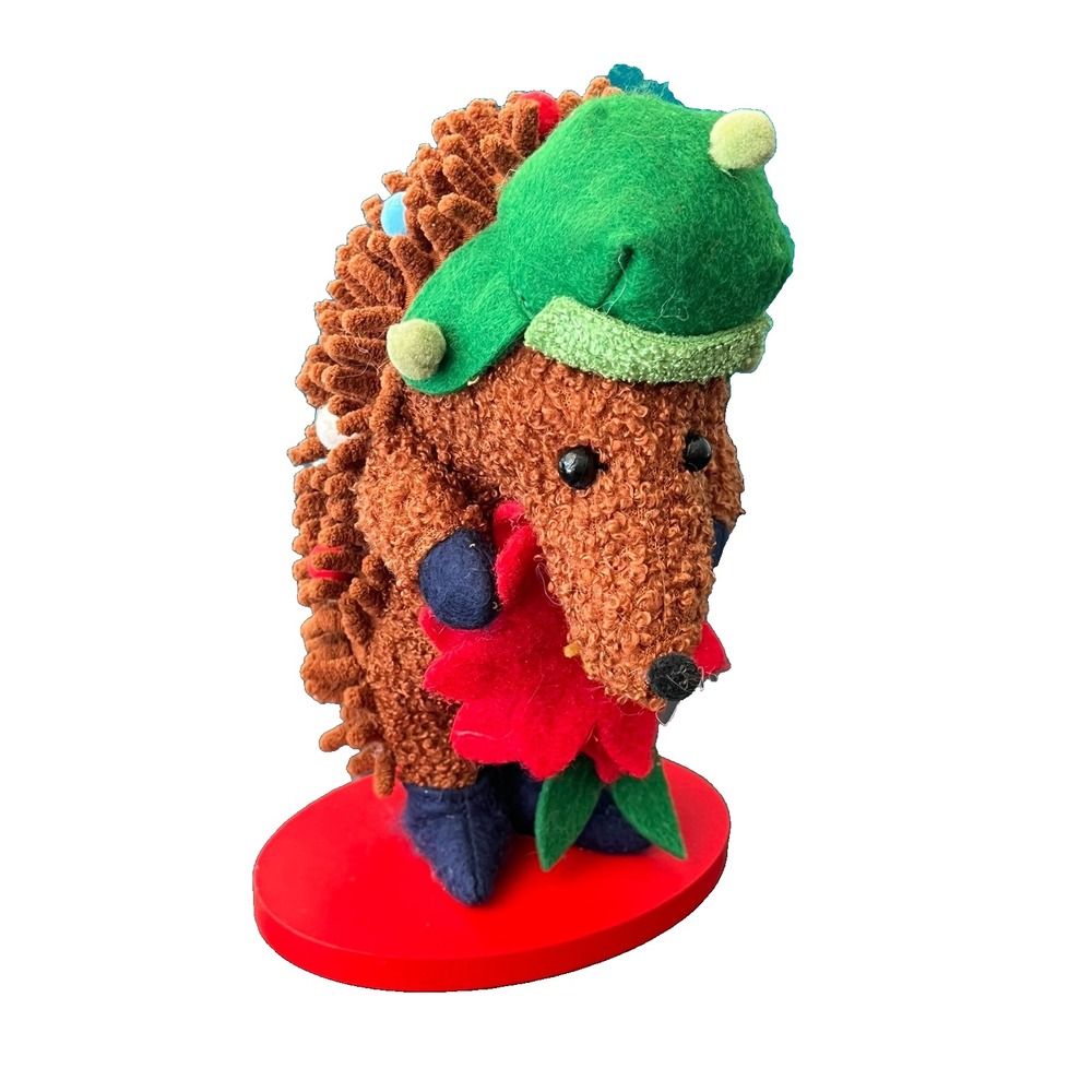 Colorful Plush Woodland Figurine Christmas Hedgehog Festive Mantle Playful Decor